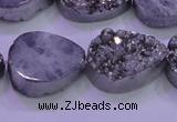 CAG8312 7.5 inches 18*25mm teardrop silver plated druzy agate beads