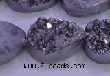 CAG8322 7.5 inches 20*30mm teardrop silver plated druzy agate beads
