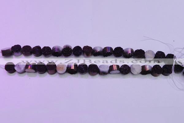 CAG8335 7.5 inches 10mm coin purple plated druzy agate beads