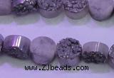 CAG8342 7.5 inches 12mm coin silver plated druzy agate beads