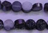 CAG8347 7.5 inches 12mm coin black plated druzy agate beads