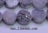 CAG8352 7.5 inches 14mm coin silver plated druzy agate beads