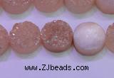 CAG8361 7.5 inches 16mm coin champagne plated druzy agate beads