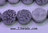 CAG8362 7.5 inches 16mm coin silver plated druzy agate beads