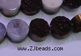 CAG8365 7.5 inches 16mm coin purple plated druzy agate beads