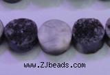 CAG8367 7.5 inches 16mm coin black plated druzy agate beads