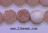 CAG8371 7.5 inches 18mm coin champagne plated druzy agate beads