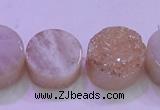 CAG8381 7.5 inches 20mm coin champagne plated druzy agate beads