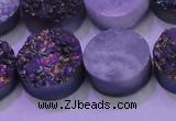 CAG8384 7.5 inches 20mm coin rainbow plated druzy agate beads