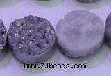 CAG8392 7.5 inches 25mm coin silver plated druzy agate beads