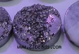 CAG8412 7.5 inches 35mm coin silver plated druzy agate beads