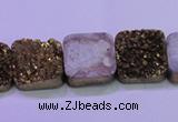 CAG8424 7.5 inches 18*18mm square gold plated druzy agate beads