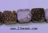 CAG8424 7.5 inches 18*18mm square gold plated druzy agate beads