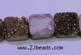 CAG8425 7.5 inches 20*20mm square gold plated druzy agate beads