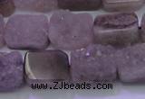 CAG8451 15.5 inches 10*14mm rectangle grey druzy agate gemstone beads