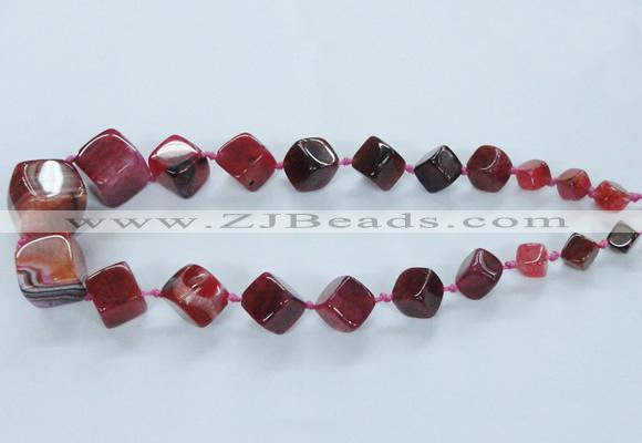 CAG8522 15.5 inches 9*10mm - 23*24mm cube dragon veins agate beads