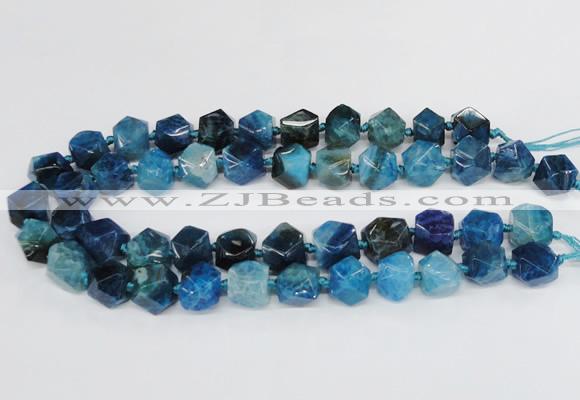CAG8554 12*14mm - 14*15mm faceted nuggets dragon veins agate beads