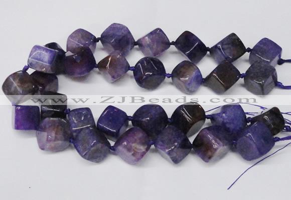 CAG8573 15.5 inches 15*16mm - 17*18mm cube dragon veins agate beads