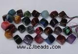 CAG8577 15.5 inches 15*16mm - 17*18mm cube dragon veins agate beads