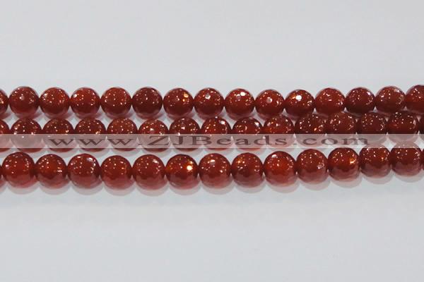 CAG8595 15.5 inches 16mm faceted round red agate gemstone beads