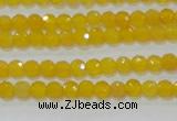 CAG8600 15.5 inches 4mm faceted round yellow agate gemstone beads