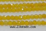 CAG8600 15.5 inches 4mm faceted round yellow agate gemstone beads