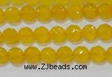 CAG8601 15.5 inches 6mm faceted round yellow agate gemstone beads