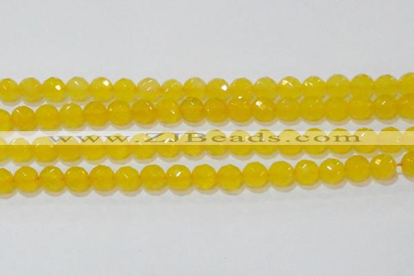 CAG8605 15.5 inches 14mm faceted round yellow agate gemstone beads