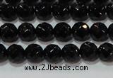 CAG8611 15.5 inches 8mm faceted round black agate gemstone beads