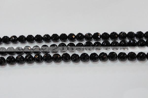 CAG8613 15.5 inches 12mm faceted round black agate gemstone beads