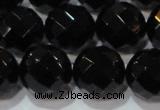 CAG8617 15.5 inches 20mm faceted round black agate gemstone beads