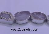CAG8660 7.5 inches 13*18mm freeform silver plated druzy agate beads