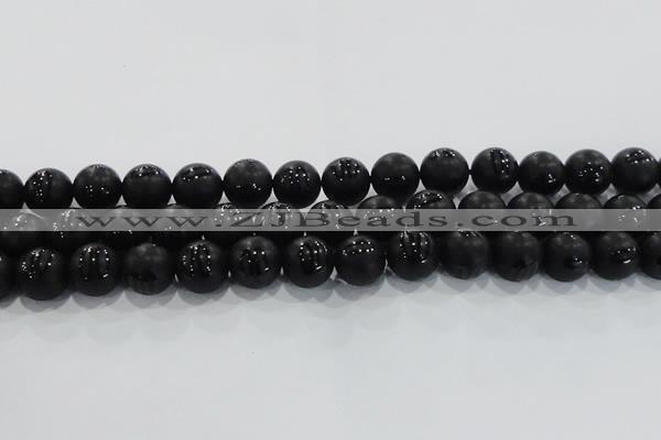 CAG8687 15.5 inches 10mm round matte tibetan agate gemstone beads