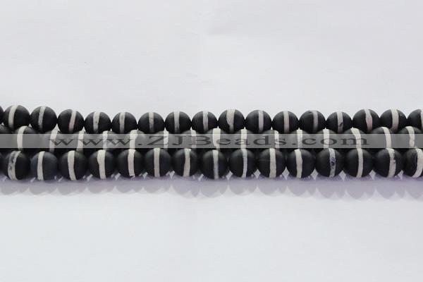 CAG8691 15.5 inches 8mm round matte tibetan agate gemstone beads