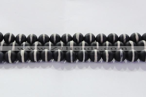 CAG8693 15.5 inches 12mm round matte tibetan agate gemstone beads
