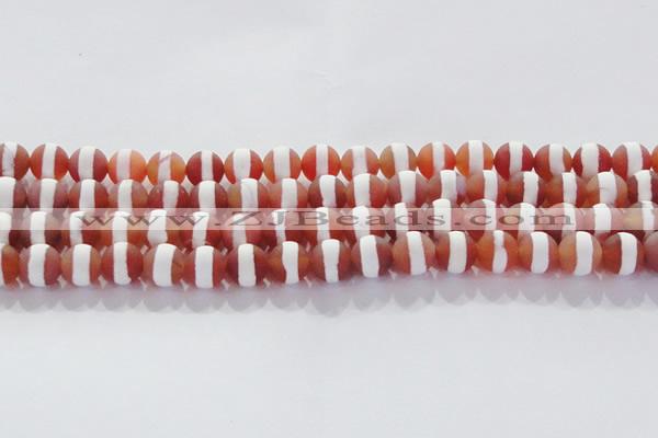 CAG8707 15.5 inches 10mm round matte tibetan agate gemstone beads
