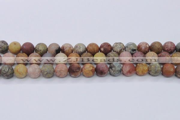 CAG8749 15.5 inches 12mm round matte rainbow agate beads