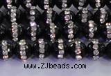 CAG8855 15.5 inches 6mm faceted round agate with rhinestone beads