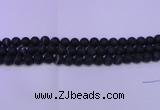 CAG8870 15.5 inches 4mm round matte black line agate beads