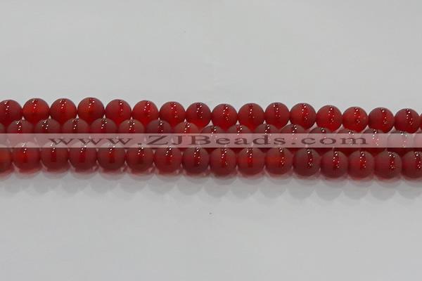 CAG8902 15.5 inches 8mm round matte red agate beads wholesale