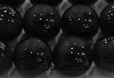 CAG8926 15.5 inches 8mm round matte black agate beads wholesale