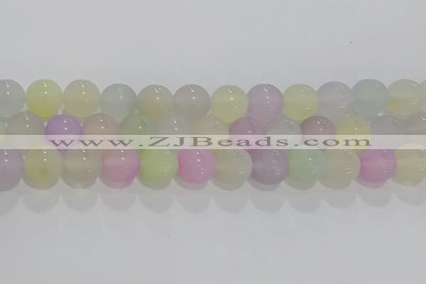 CAG8934 15.5 inches 12mm round matte colorful agate beads wholesale