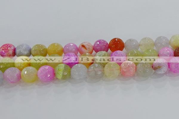 CAG8951 15.5 inches 12mm faceted round fire crackle agate beads