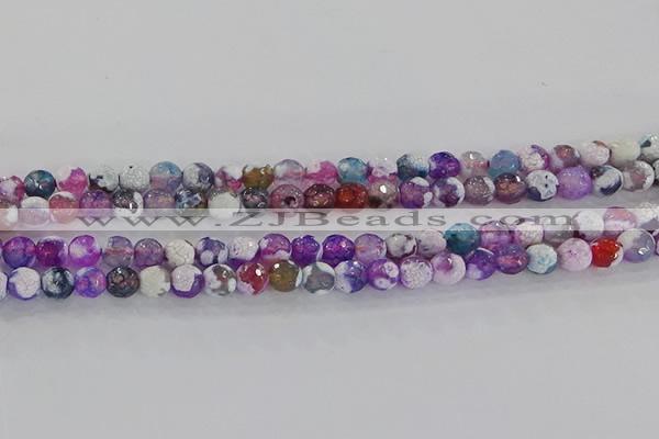 CAG8955 15.5 inches 6mm faceted round fire crackle agate beads