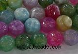 CAG8956 15.5 inches 8mm faceted round fire crackle agate beads