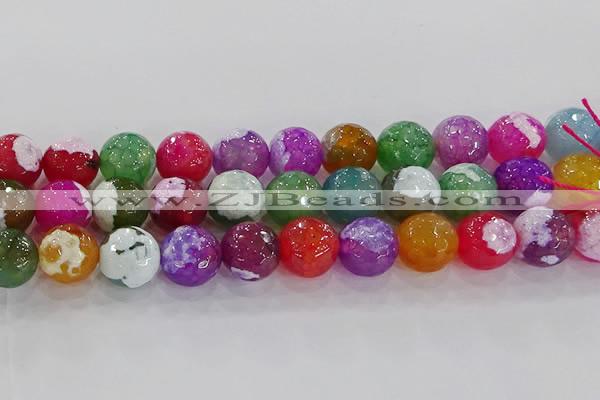CAG8960 15.5 inches 16mm faceted round fire crackle agate beads