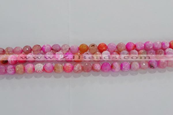 CAG8962 15.5 inches 4mm faceted round fire crackle agate beads