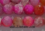 CAG8964 15.5 inches 8mm faceted round fire crackle agate beads