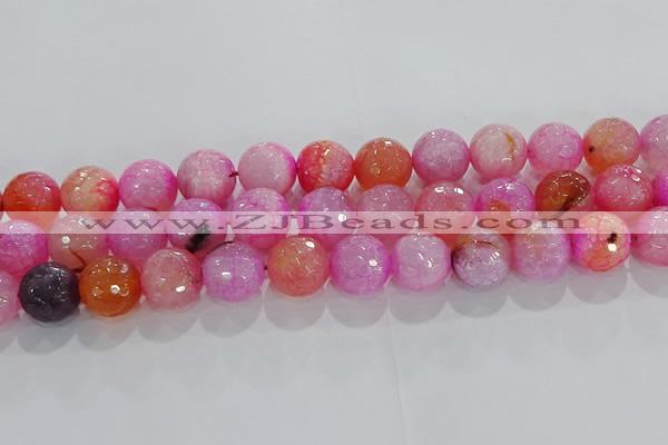 CAG8966 15.5 inches 12mm faceted round fire crackle agate beads