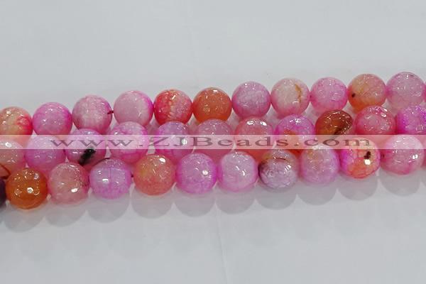 CAG8967 15.5 inches 14mm faceted round fire crackle agate beads